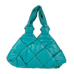 BOTTEGA Veneta Padded Lock Leather Tote Bag Green Blue